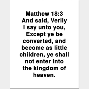 Matthew 18:3 King James Version Bible Verse Text Posters and Art